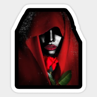 Woman with Red Rose and Hood Sticker